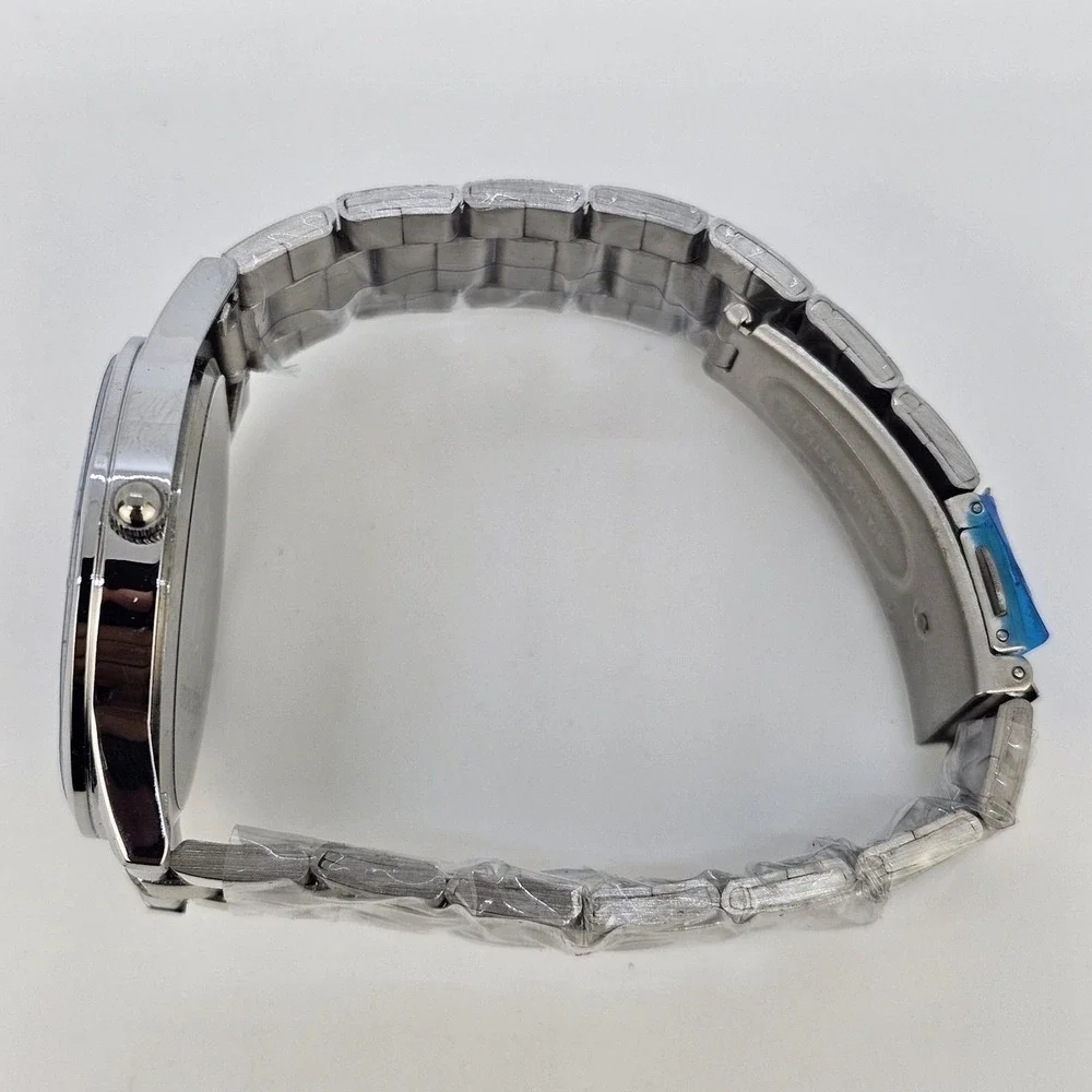 PX Men's Watch 40mm Large Gray Case Black Dial Gray Bracelet Band 7